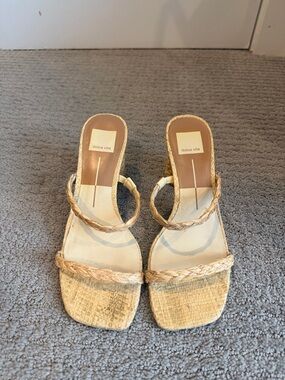 Dolce Vita Tan Braided-Strap Slide Heels